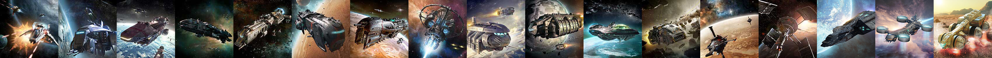 A fleet staging image showing ships moving through the void.